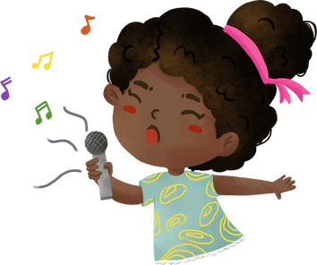 Afro Girl Singing a Song Watercolor Illustration